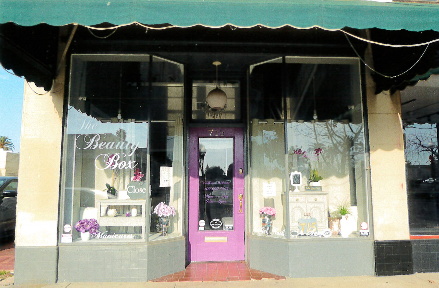 Storefront entrance, south side of building